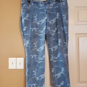 Woman Within Blue Camouflage Relaxed Jeans